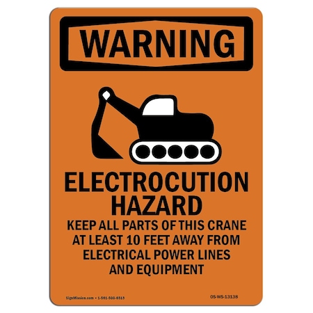 Signmission OSHA Warning Sign, 24" H, 18" W, Rigid Plastic, Electrocution Hazard, Portrait, WS-P-1824-V-13138 OS-WS-P-1824-V-13138